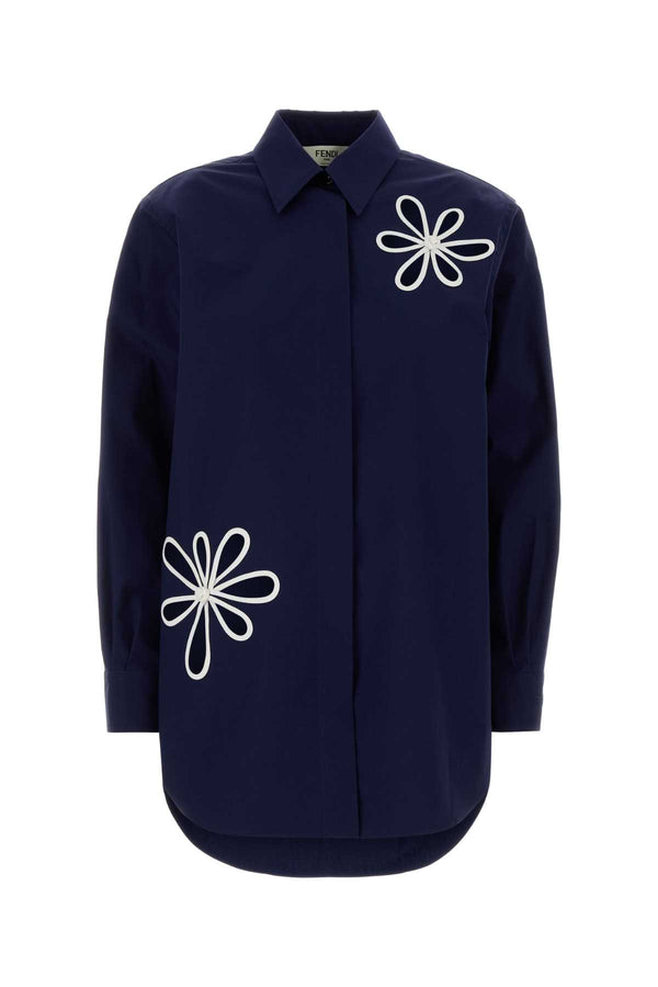 Fendi Popeline Cotton and polyester blend shirt in navy