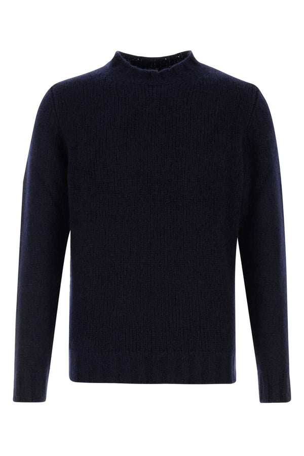 Fedeli Flake 74% Cashmere sweater in navy
