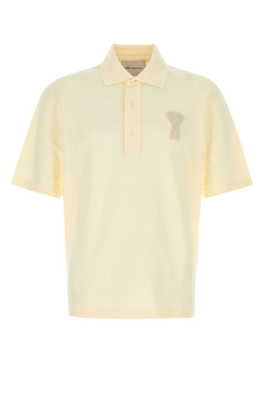 AMI Paris Polo 100% Cotton polo shirt in cream