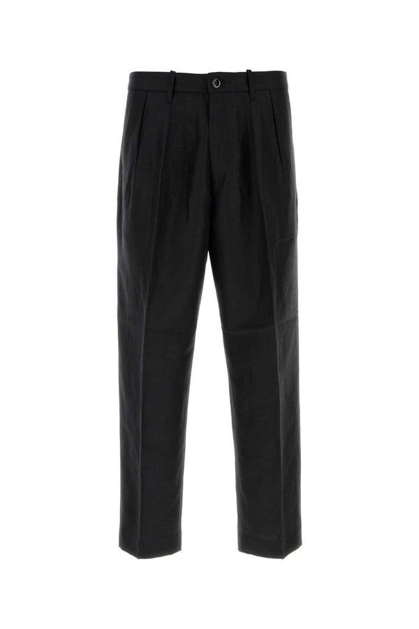 Nine In The Morning Baggy 56% Wool 44% Linen trousers in black