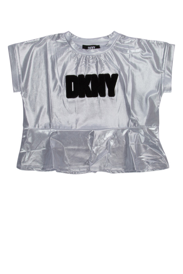 Dkny Junior 95% Polyester t-shirt in silver