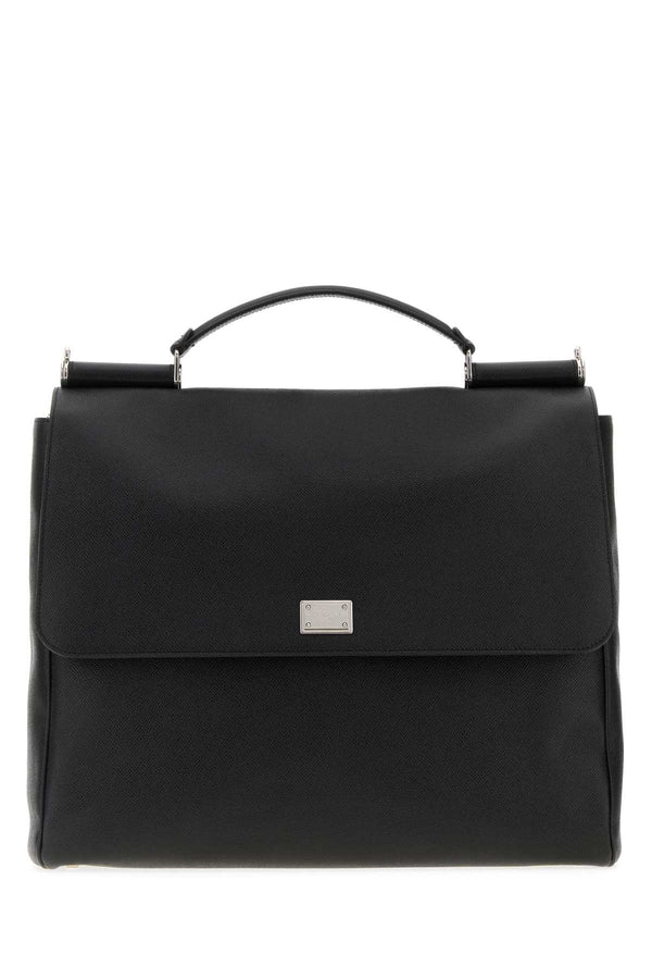 Dolce & Gabbana Exterior: 100% Calf top handle bag in black