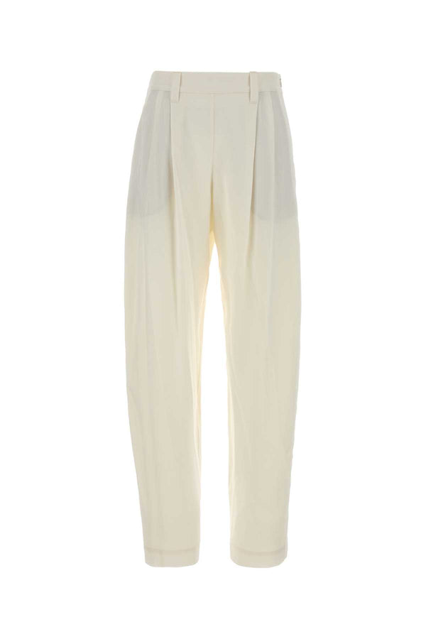 Brunello Cucinelli 100% Silk trousers in white