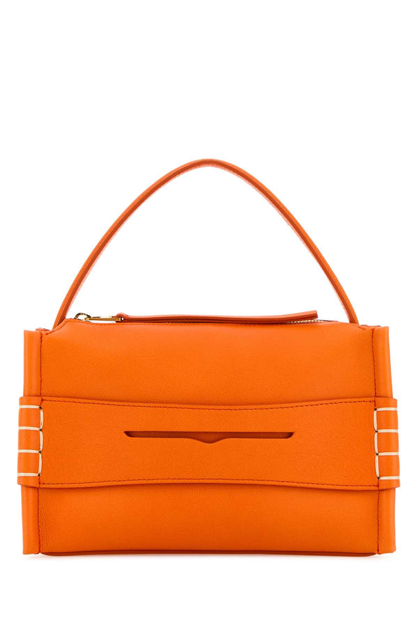 JW Anderson Loafer Exterior: 100% Leather; Lining: 100% Suede; Finishing: Antiqued golden metal shoulder bag in orange