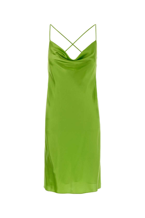 Saint Laurent 100% Silk mini dress in green