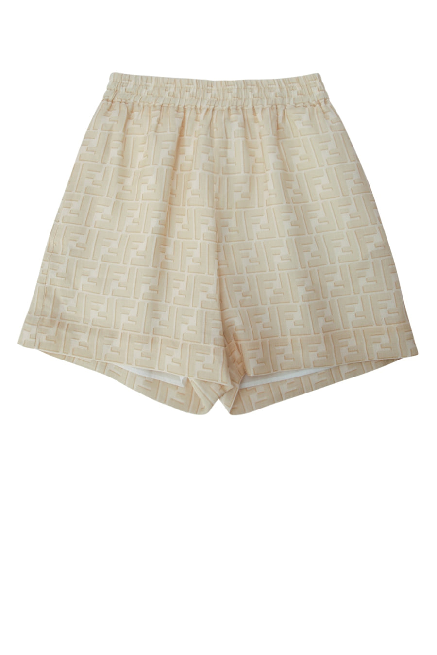 Fendi Kids Shadow 100% Linen with 100% cotton lining bermuda shorts in beige
