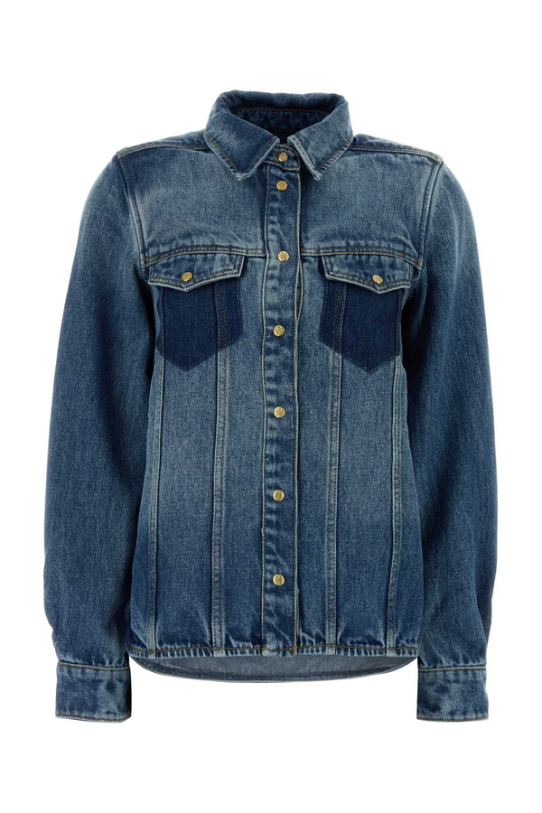 Ganni Weight 100% Tencel™ Lyocell denim shirt in blue
