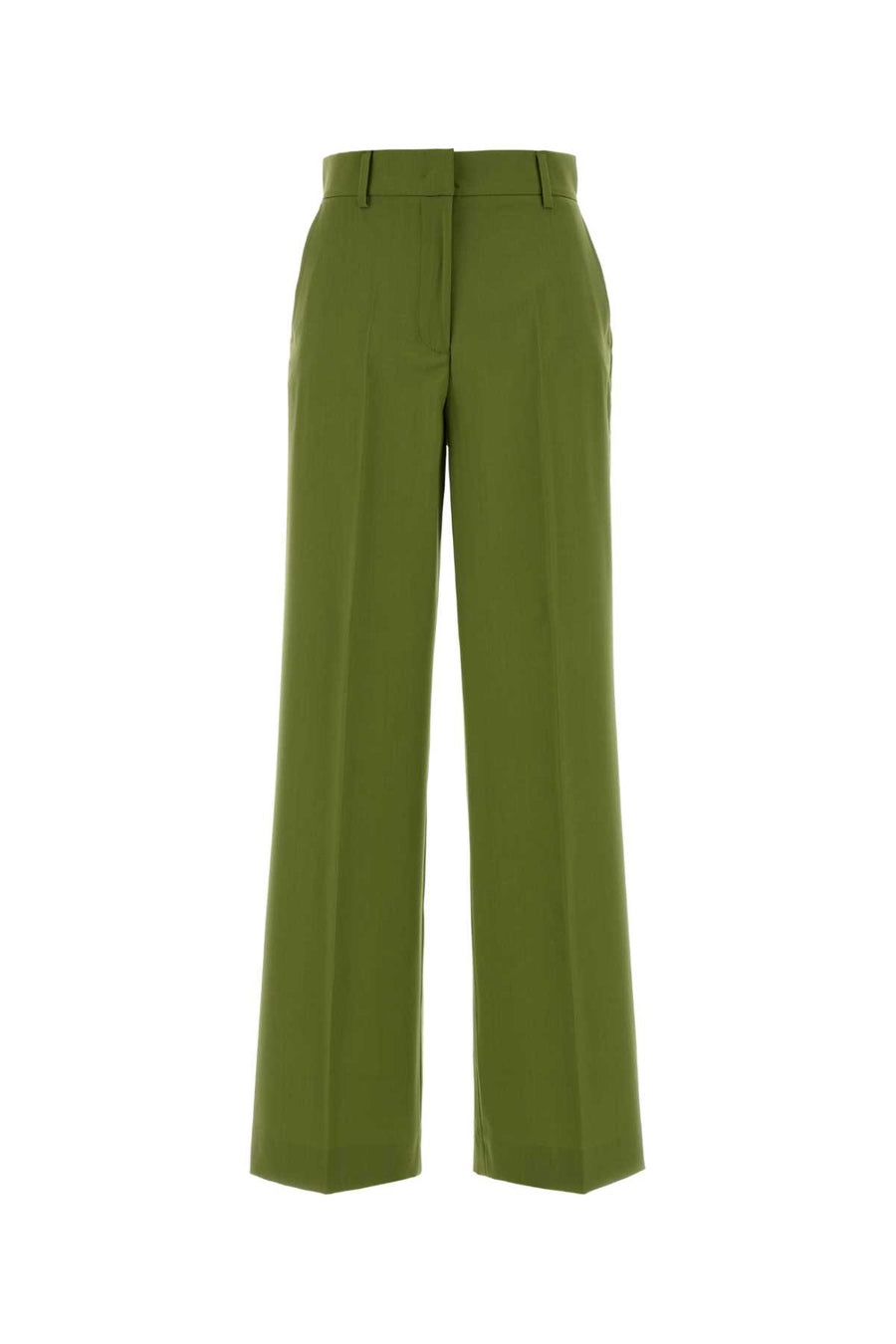 Green Wool Visivo Palazzo Pant Pistacchio Exterior: Virgin Pantaloni