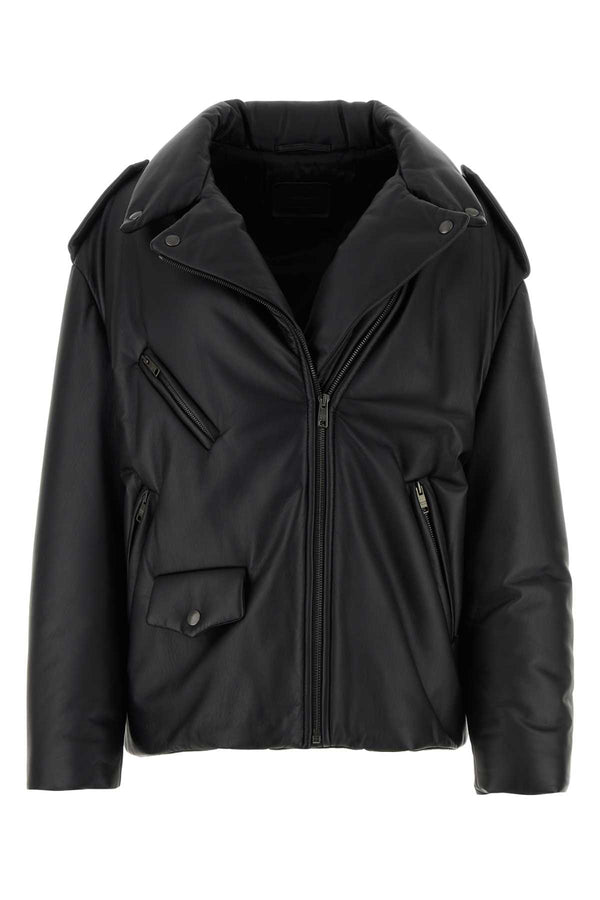 Prada 100% Agnello (lamb leather) down jacket in black