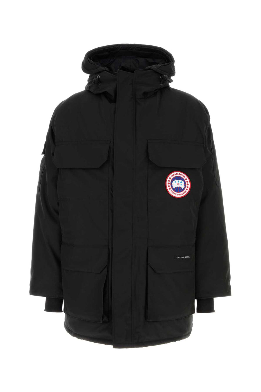 Canada Goose Parka Exterior: 85% Nylon 15% Cotton; Lining: 100% Nylon; Padding: 80% Down 20% Feather down jacket in black