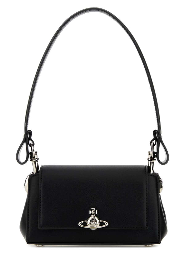 Vivienne Westwood Handbag Exterior: 55% Polyurethane 45% Polyester; Lining: 100% Fabric; Finishing: Silver metal shoulder bag in black