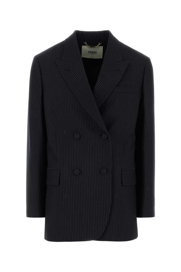 Fendi Exterior: 80% Wool 20% Viscose; Lining: 100% Cupro blazer in navy