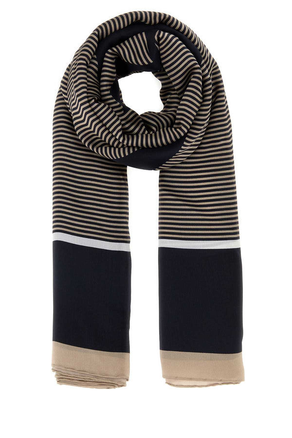 Saint Laurent Rayures 100% Silk scarf in navy
