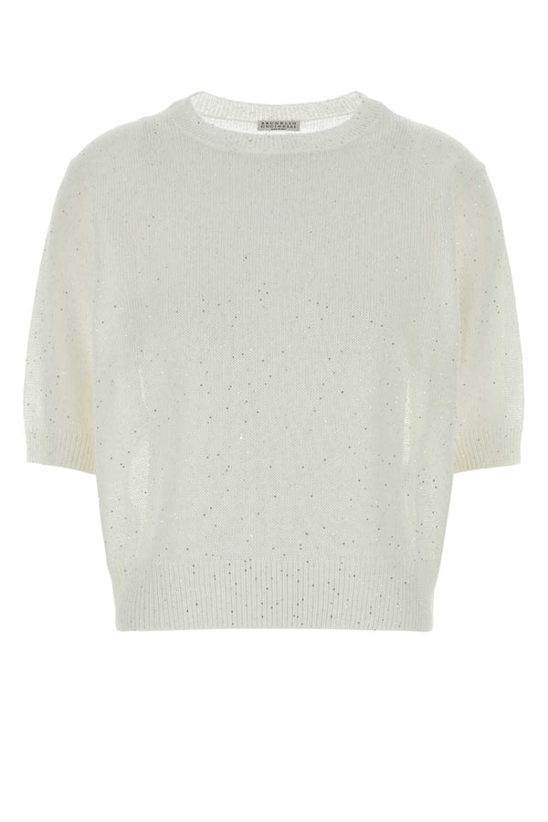 Brunello Cucinelli 45% Linen sweater in white