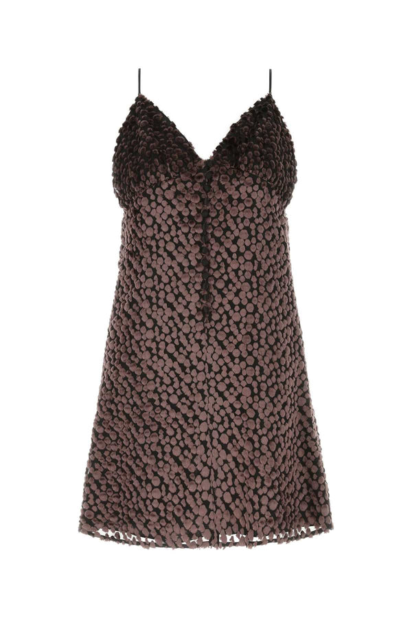 Saint Laurent Exterior: 78% Viscose 22% Silk; Lining: 100% Silk dress in bronze