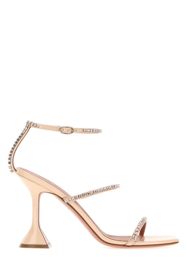 Amina Muaddi Champagne Exterior: 100% Leather sandal in beige