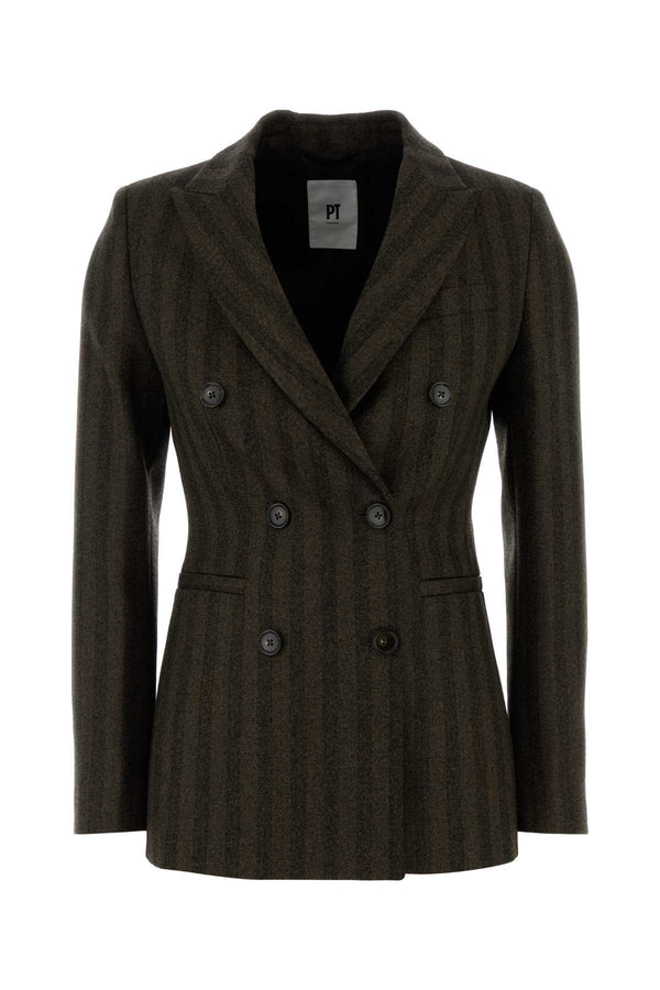 Pt Torino Exterior: 98% Virgin wool 2% Elastane; Lining: 100% Viscose blazer in brown