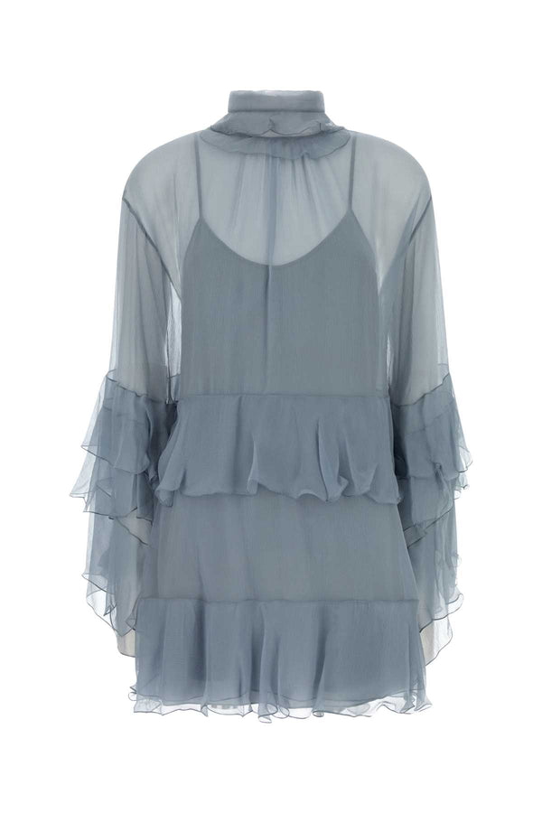 Chloé Outer shell: 100% silk. Separated lining: 90% acetate fibre dress in blue
