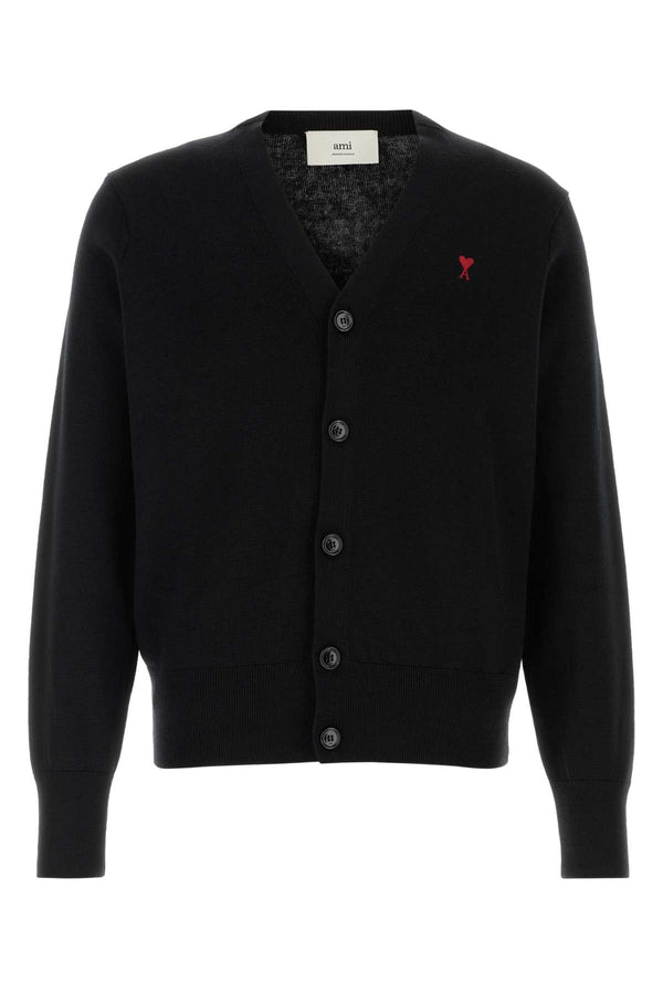 AMI Paris Merinos 100% Merino wool cardigan in black