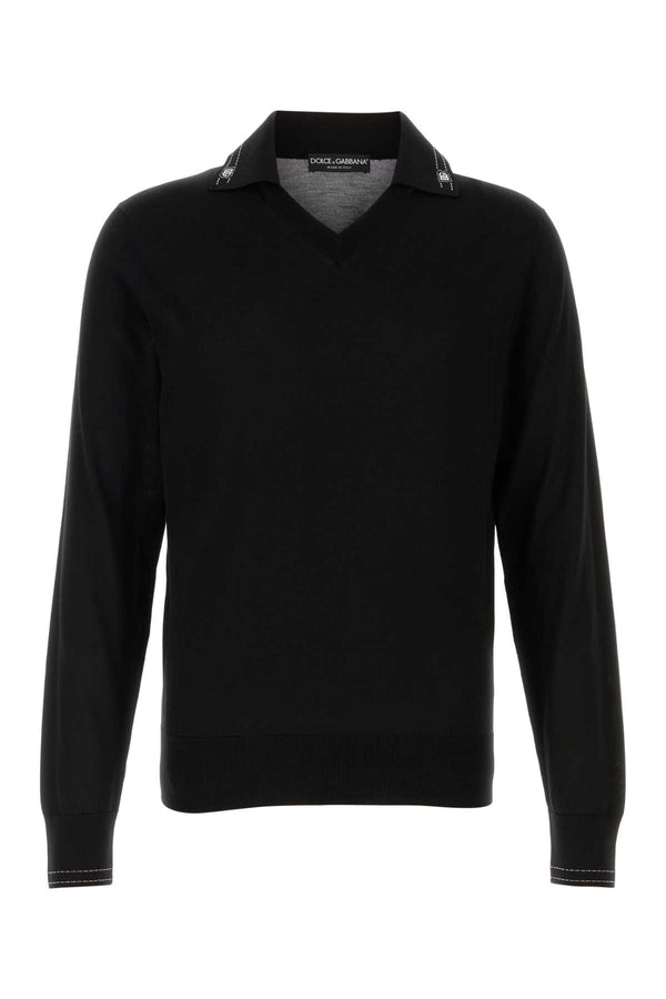 Dolce & Gabbana 100% Silk polo in black