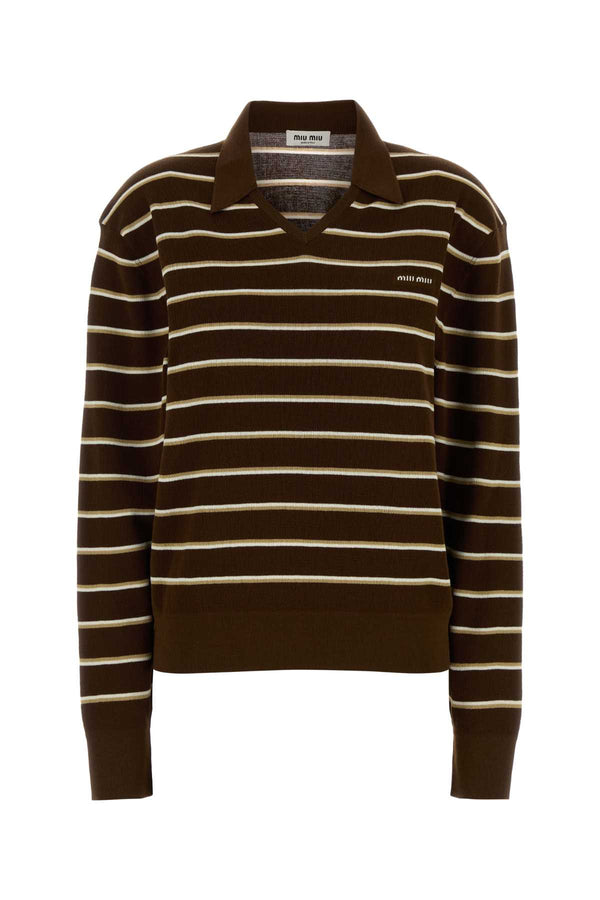 Miu Miu 92% Cotton polo shirt in brown