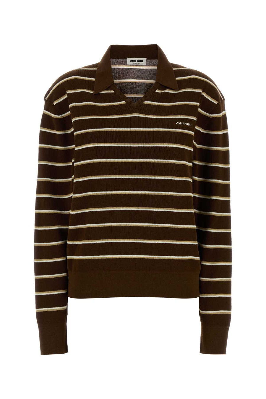 Miu Miu 92% Cotton polo shirt in brown