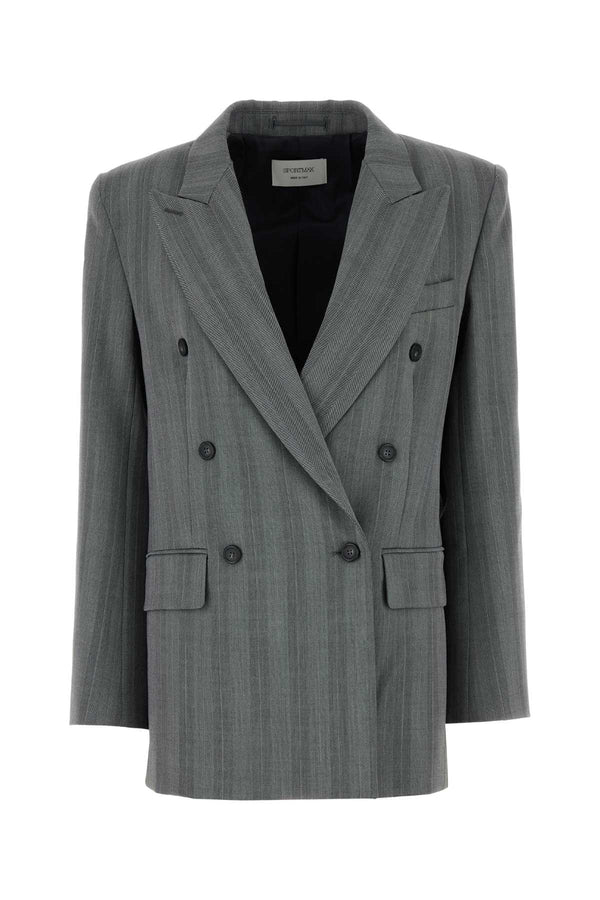 Sportmax Exterior: 48% Virgin wool blazer in gray