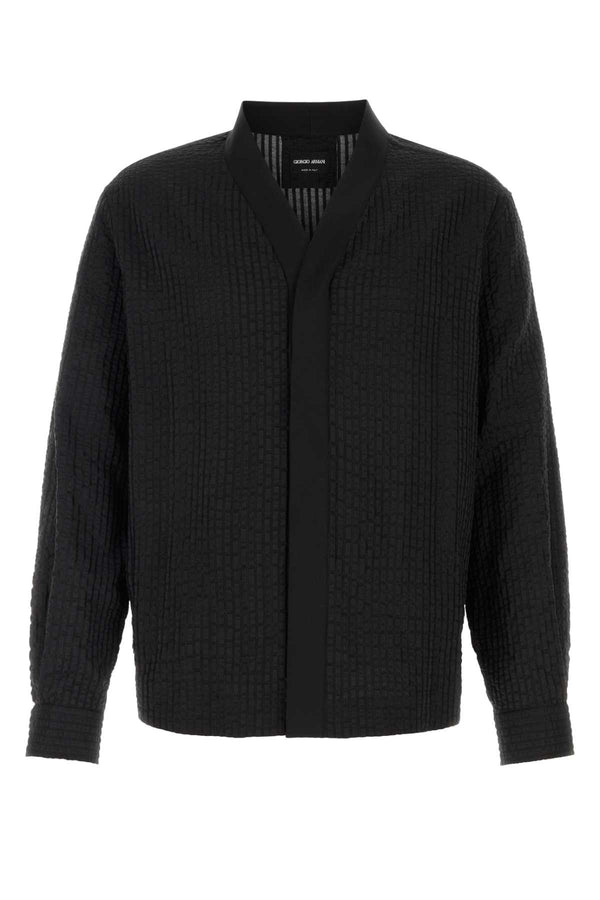 Giorgio Armani Seer 37% Nylon 36% Cotton 27% Silk shirt in black