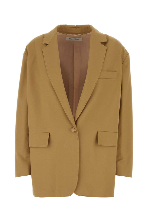 Camel Stretch Cotton Monica Blazer Miele Giacche E Gilet