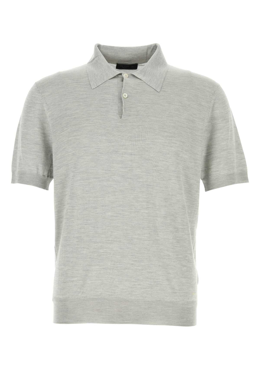 Prada 100% Recycled silk polo shirt in gray