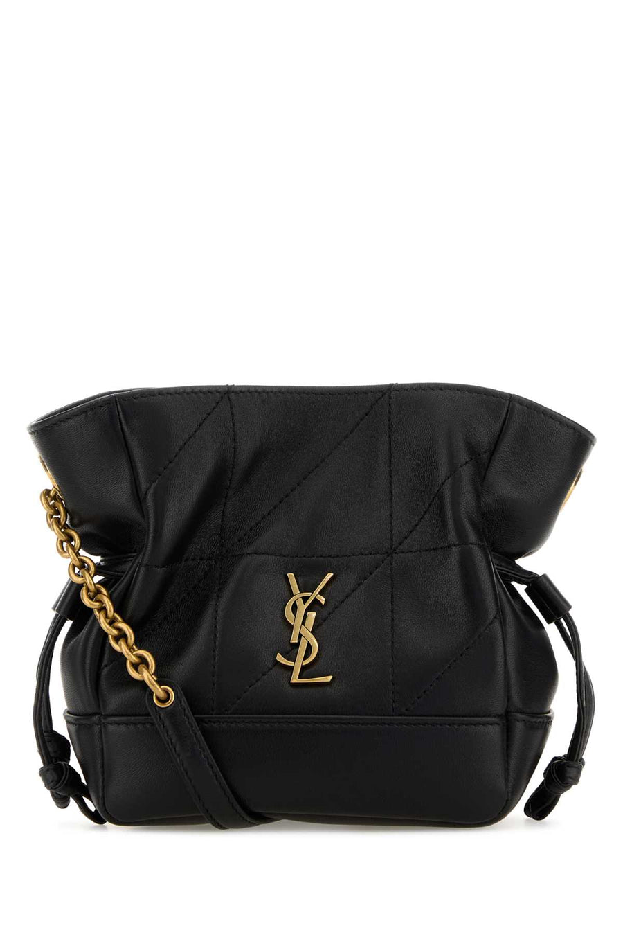 Saint Laurent Mbag Exterior: 100% Lamb Leather; Lining: 100% Leather; Finishing: Antiqued golden metal bucket bag in black