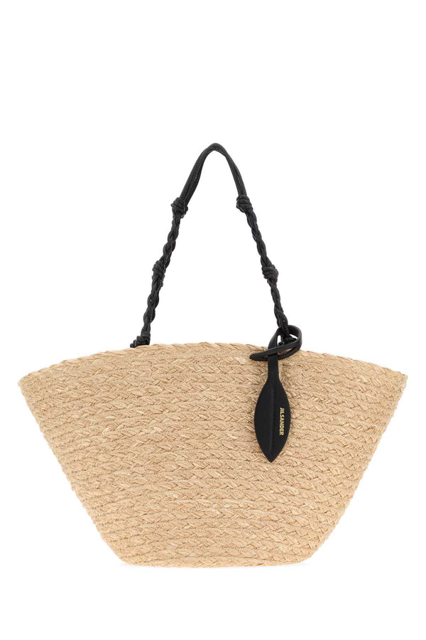 Jil Sander Bucket 100% Raffia bucket bag in beige