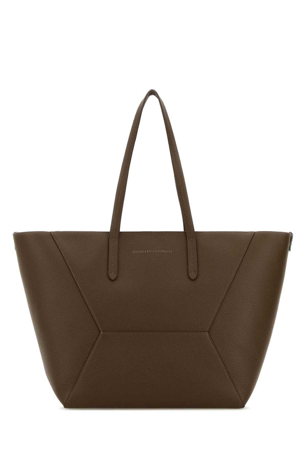 Brunello Cucinelli Exterior: 100% Leather tote bag in brown