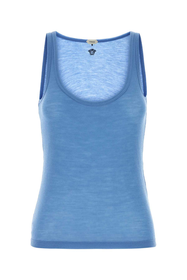 Versace 100% Virgin wool tank top in blue