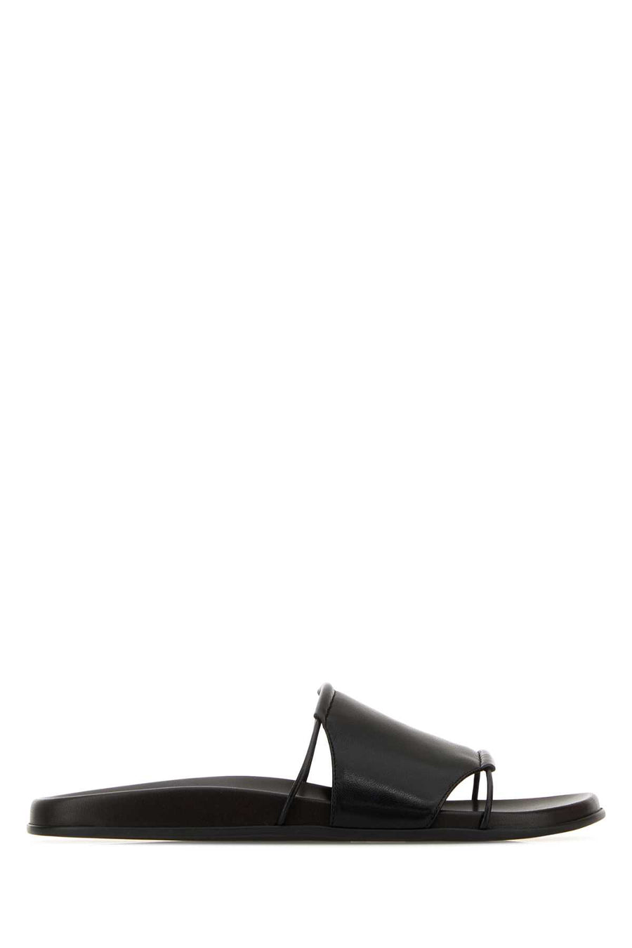 The Row Slide Exterior: 100% Leather slide in black