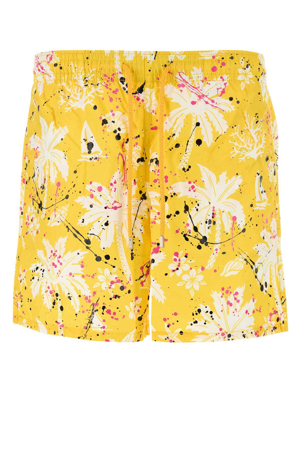 Palm Angels X Vilebrequin Bagno Exterior: 100% Recycled nylon; Lining: 100% Recycled nylon swim shorts in yellow