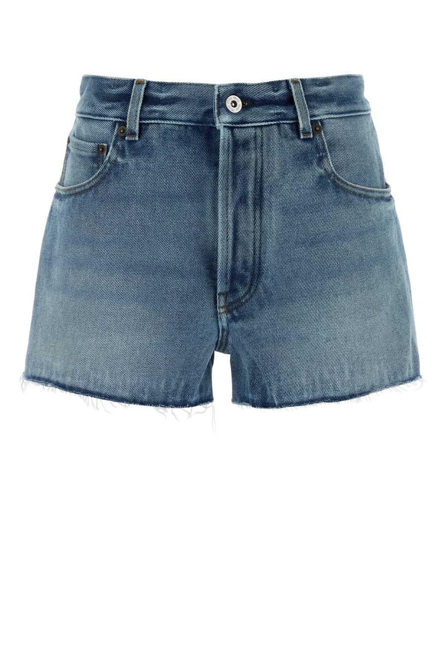 Miu Miu 100% Cotton denim shorts in blue