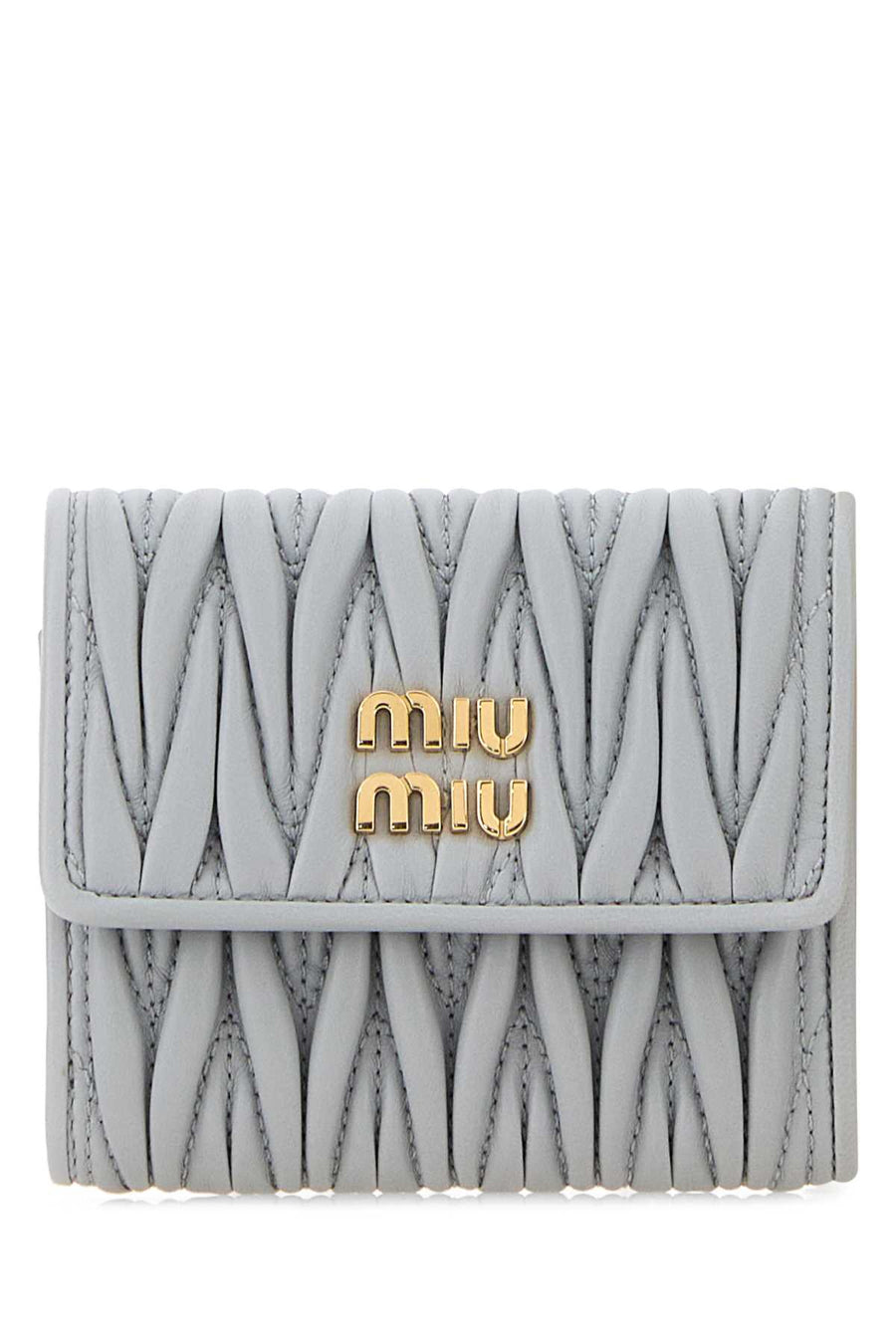 Miu Miu Exterior: 100% Leather; Finishing: Platinum wallet in gray