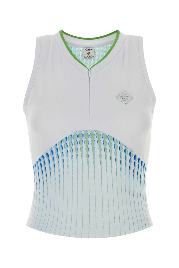 Casablanca Printed 76% Polyester 24% Elastane tank top in white