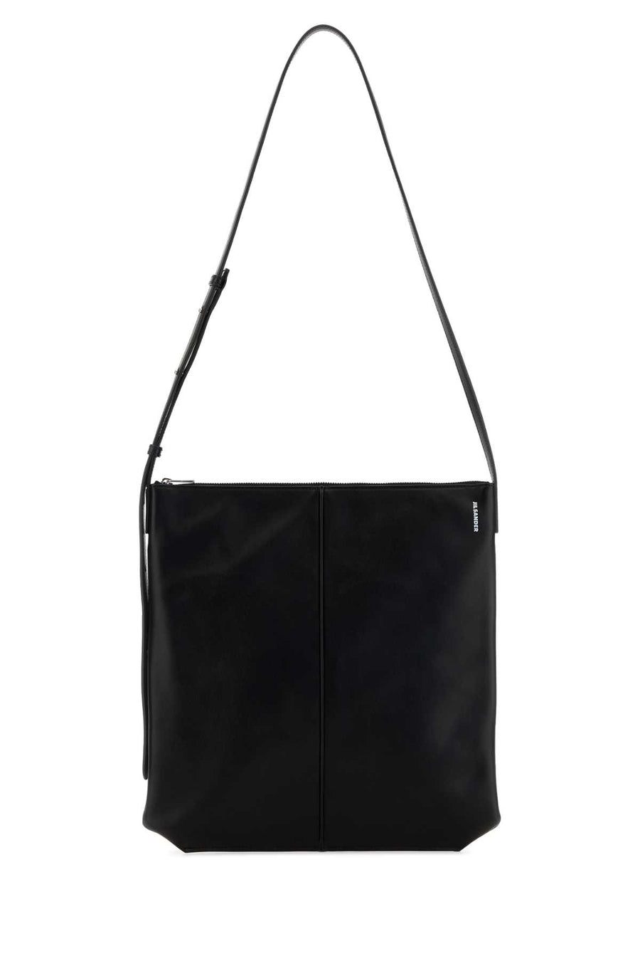 Jil Sander Exterior: 100% Calf leather; Lining: 100% Nappa leather; Finishing: Silver metal shoulder bag in black