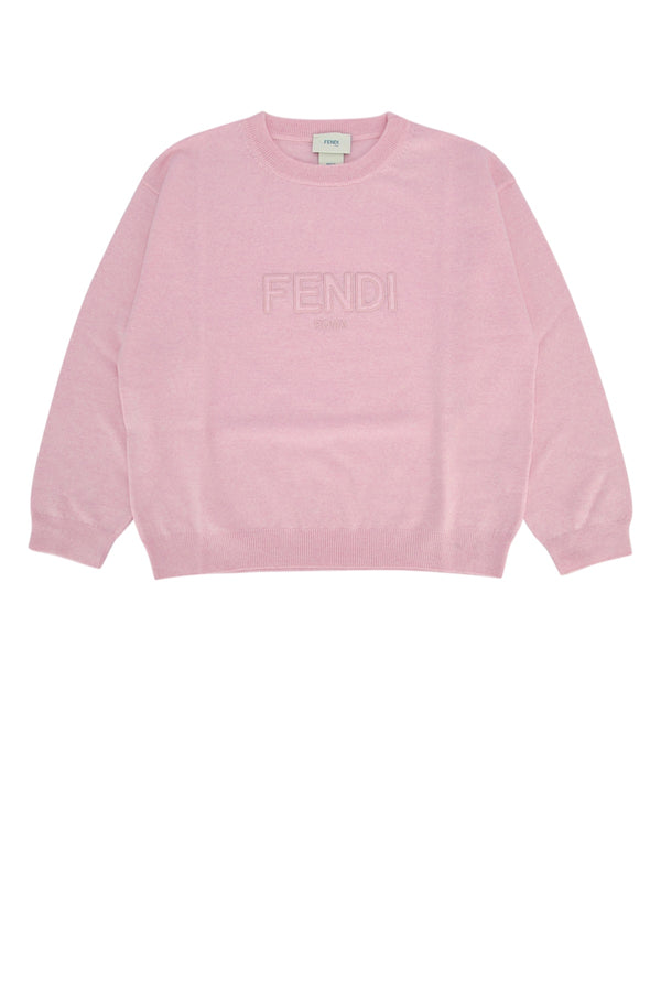 Fendi Kids Light 100% Wool; embroidery 100% Polyester sweater in pink