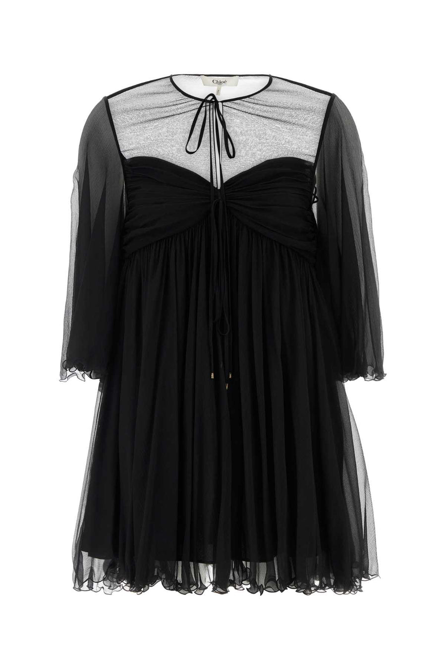 Chloé Outer shell: 100% silk; Main lining: 90% acetate fibre dress in black