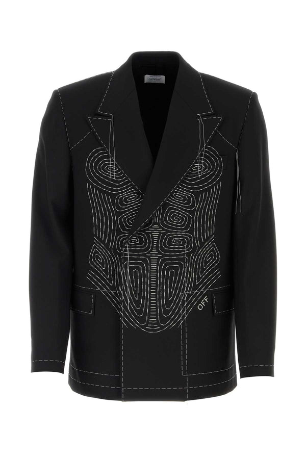 Off-White Exterior: 53% Polyester blazer in black
