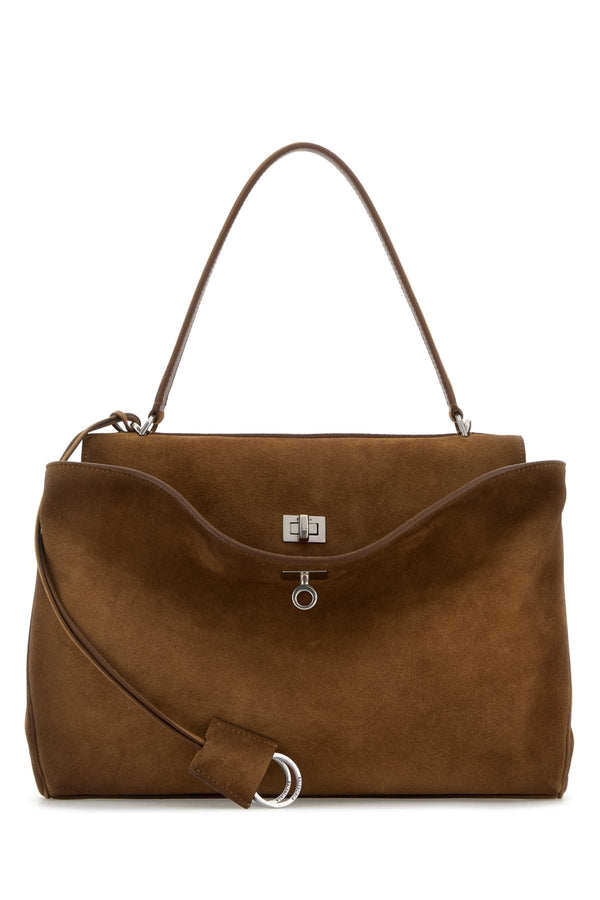 Balenciaga Handle Domesticated calf suede top handle bag in brown