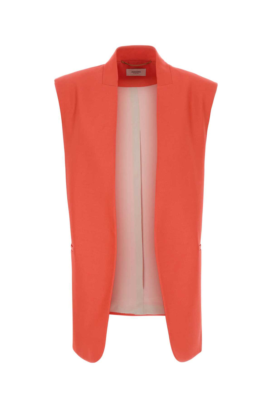 Agnona Front Exterior: 82% Wool 18% Silk; Lining: 69% Acetate 31% Silk vest in red