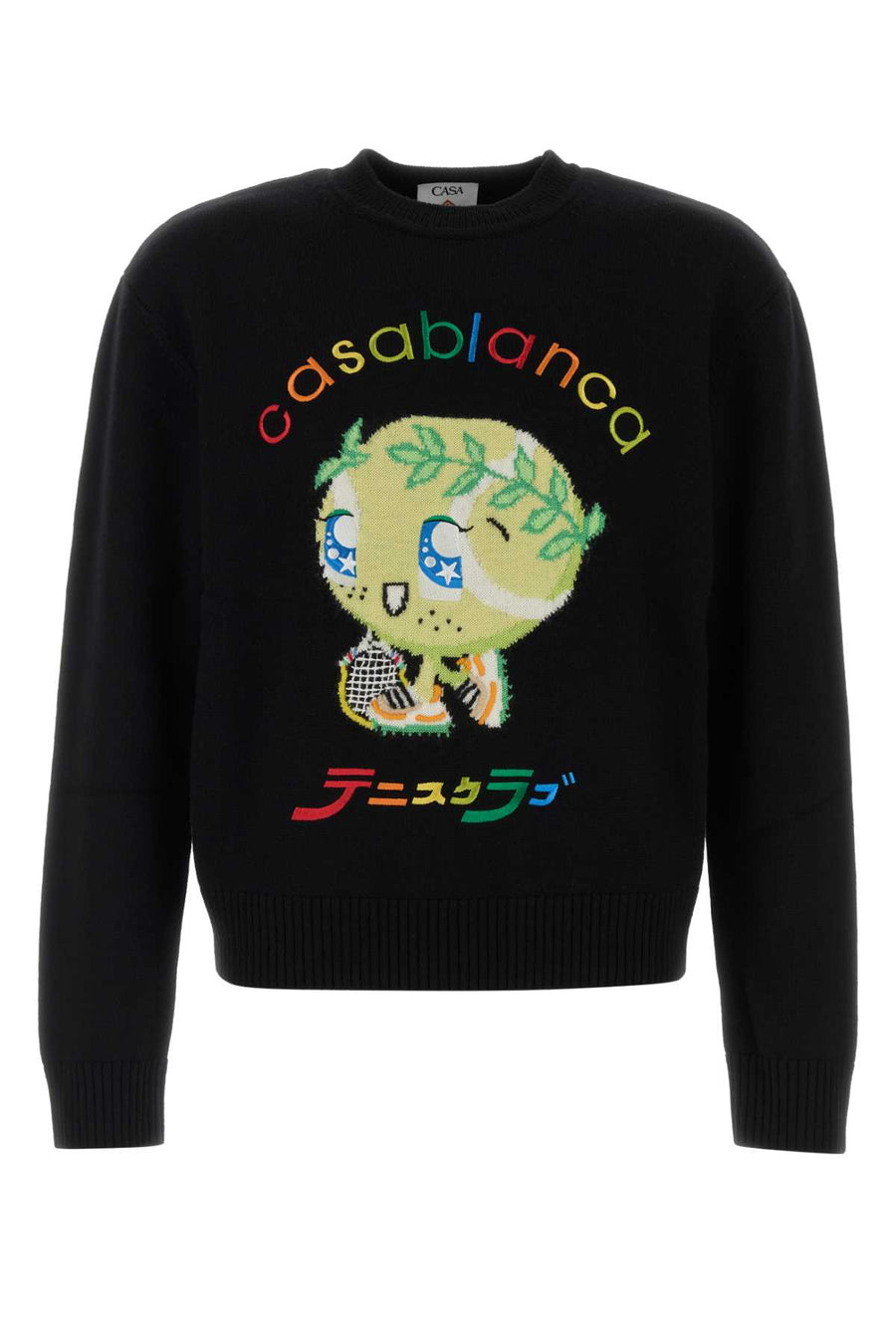 Casablanca Intarsia 100% Merino wool sweater in black