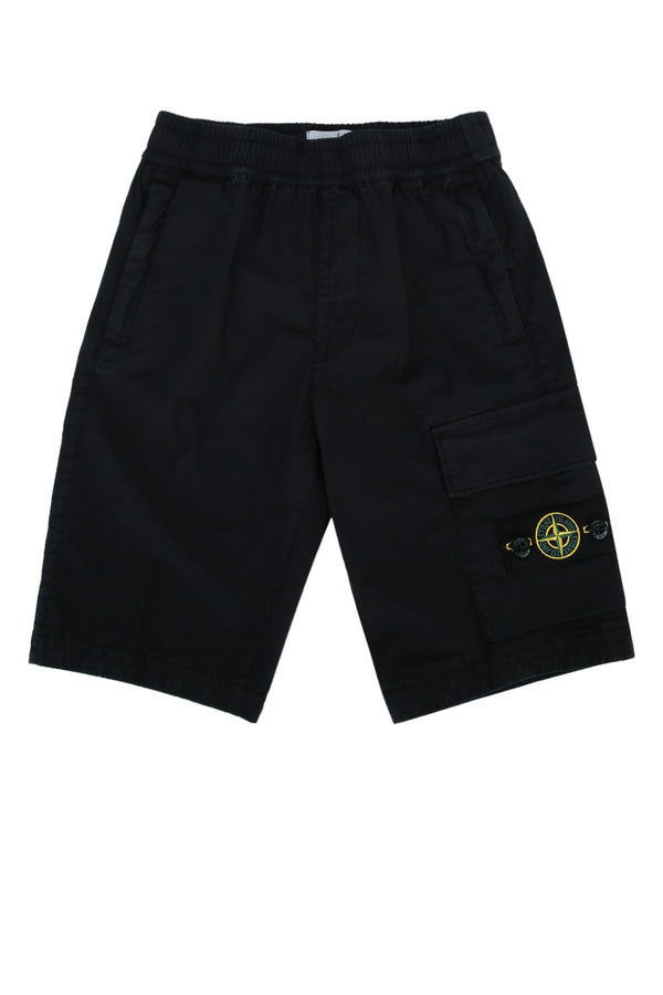 Stone Island Kids 95% Cotton cargo shorts in navy