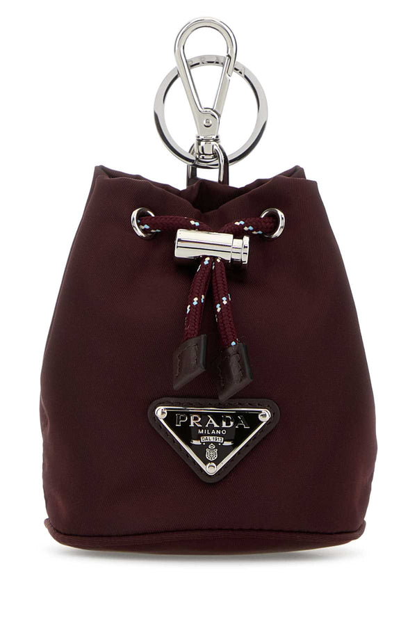 Prada Exterior: 100% Fabric key case in burgundy
