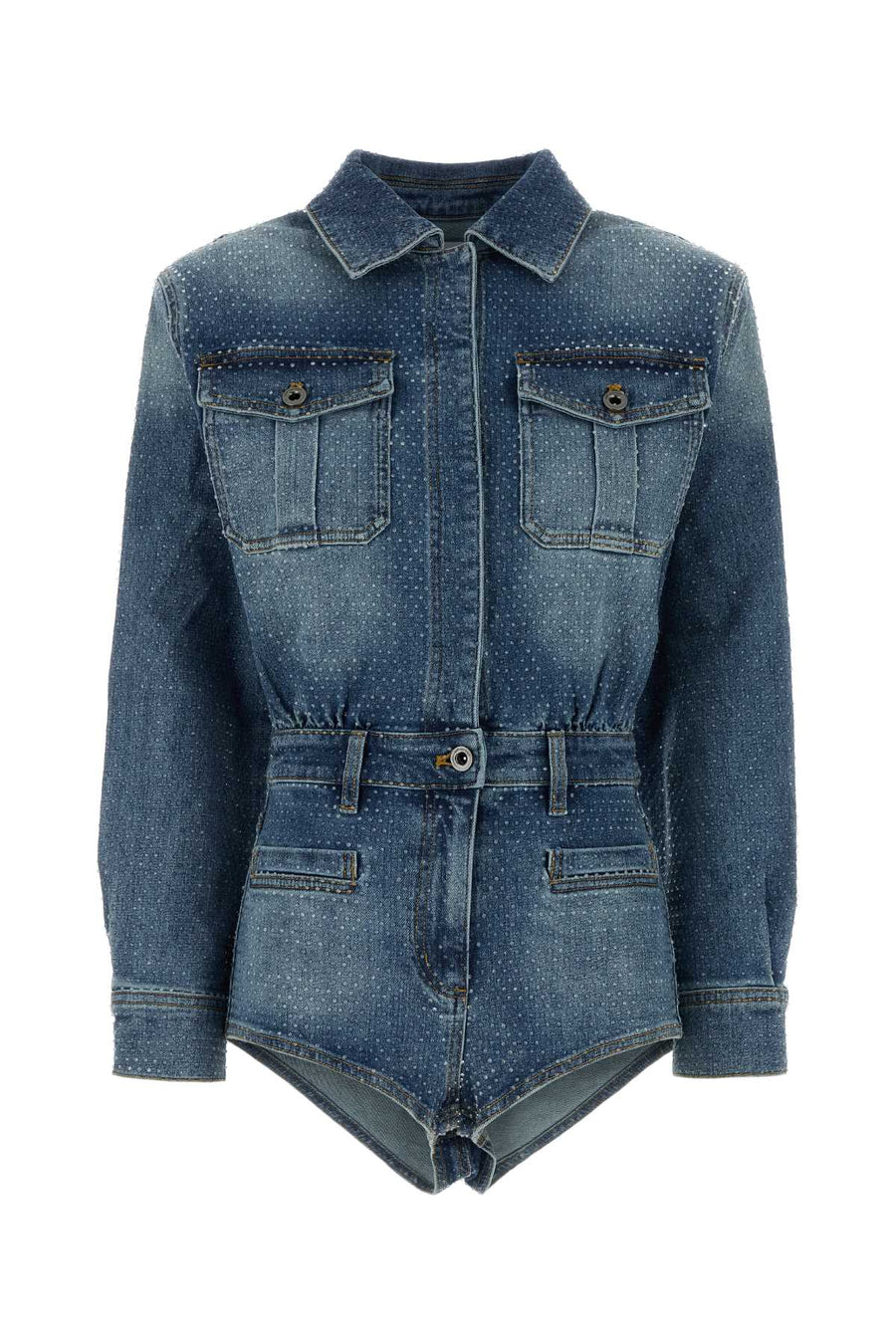 Self-Portrait Denim 99% Cotton 1% Elastane jacket in blue