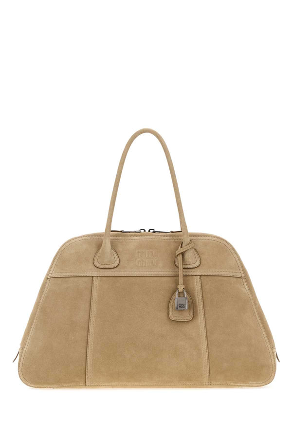 Miu Miu Exterior: 100% Calf; Lining: 100% Fabric; Finishing: Silver metal shoulder bag in beige